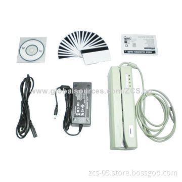 Track Magnetic Card Reader and Writer with 3 Full Tracks, Programmable, Comes in White